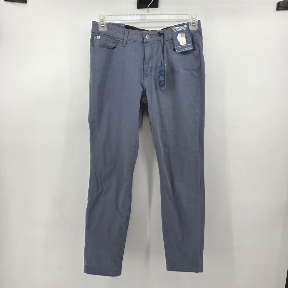 Curve Appeal Women Slate Blue Concealed Comfort Skinny Pants Size 8/29 NWT